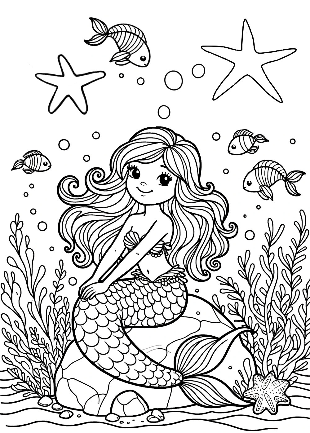 mermaid pictures for colouring