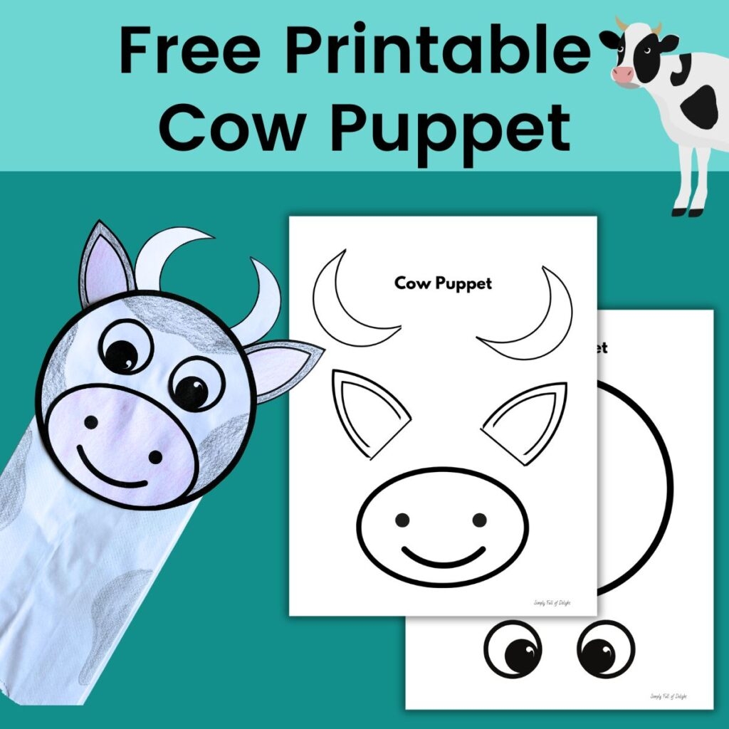 Easy Cow Paper Bag Puppet Free Printable Template Simply Full Of Delight