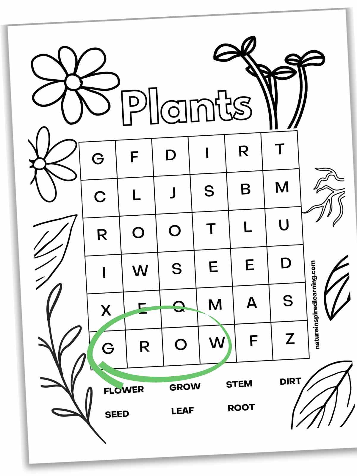 word search for 1st graders