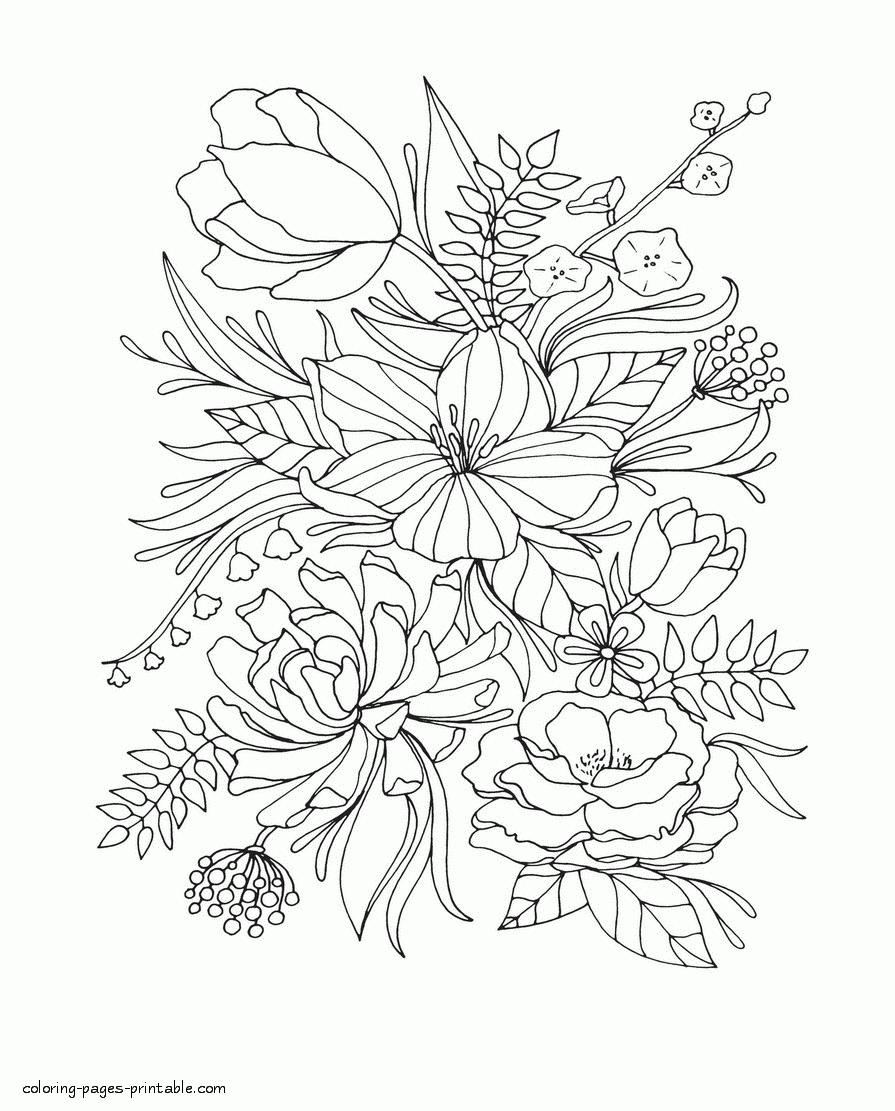 coloring pages realistic flowers