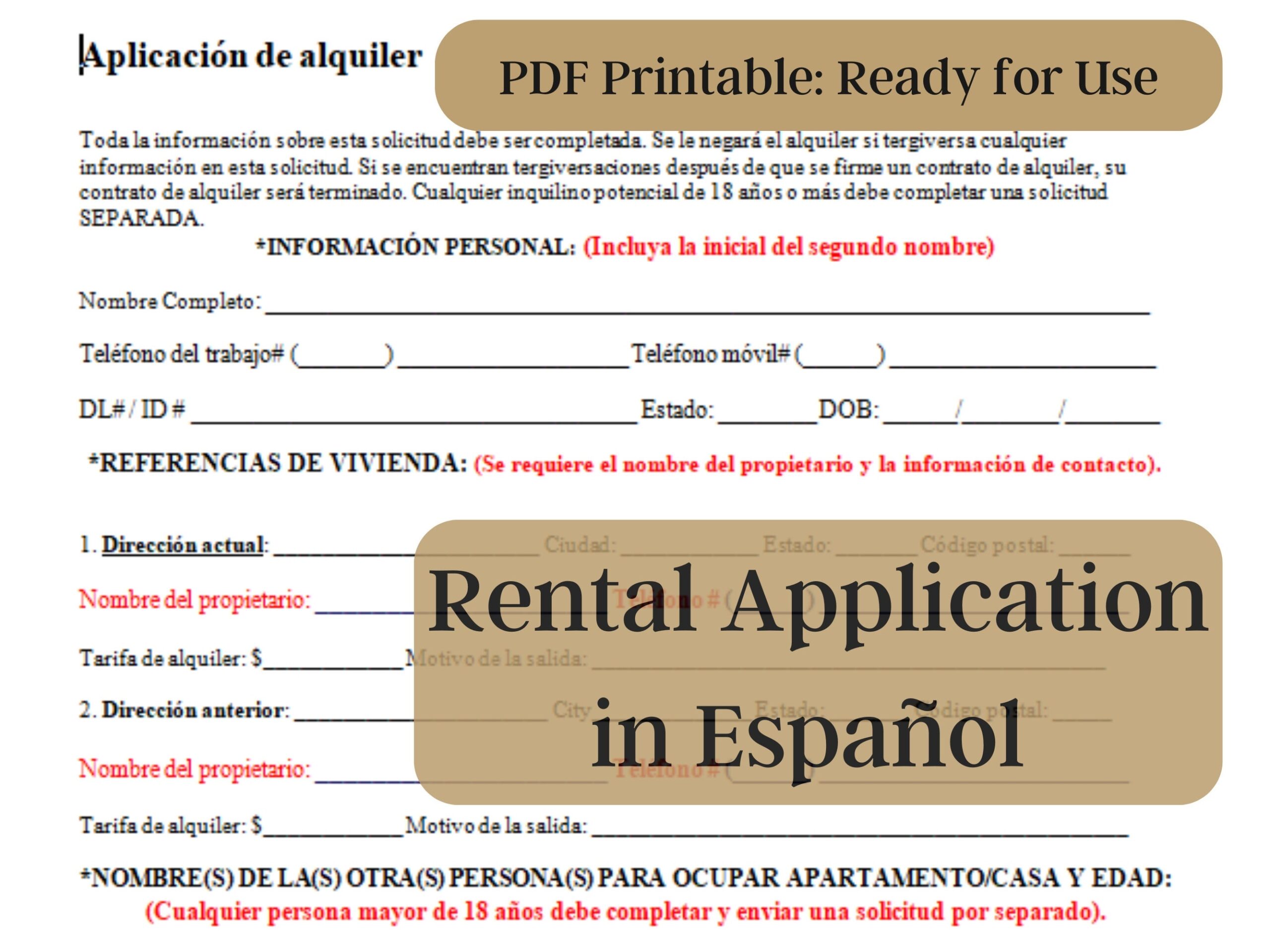 printable free spanish rental agreement template