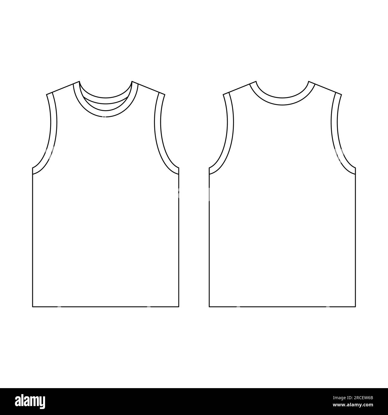 Editable Blank Jersey Printable Template Jersey Basketball O neck Vector Illustration Flat Design Outline Template Clothing