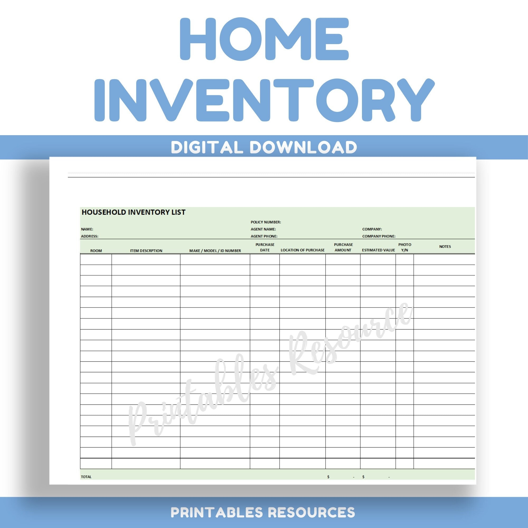 Editable Inventory List Printable House Inventory List Spreadsheet Inventory Log Inventory Sheet Home Inventory Tracker Spreadsheet Temp Etsy Israel