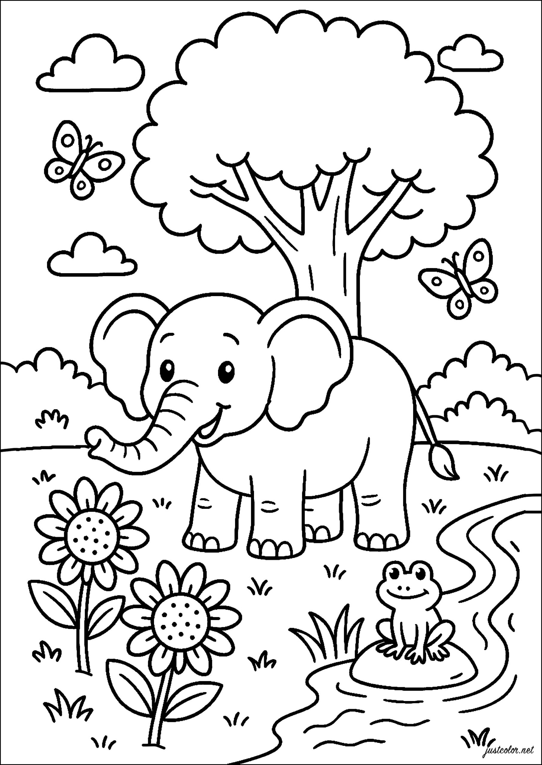 Elephant Near A River Elephant Coloring Pages Elephant Near A River Elephant Coloring Pages