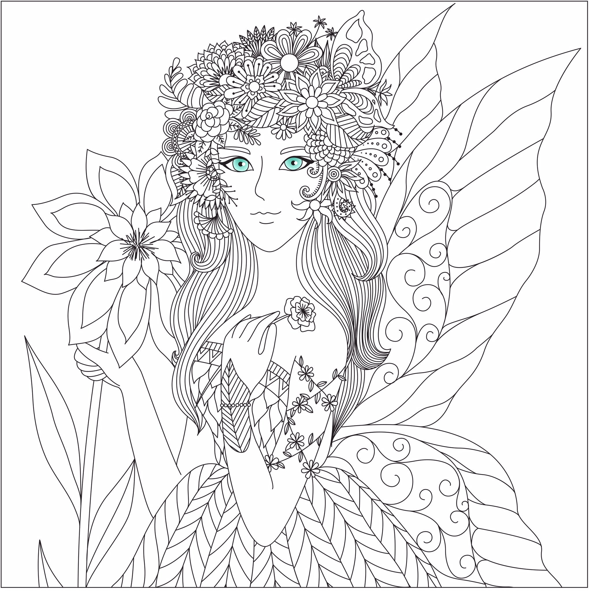 Fairy Coloring Page Fairy Tale Coloring Sheet Printable Adult Coloring Book Page Kids Coloring Book Sheet Etsy