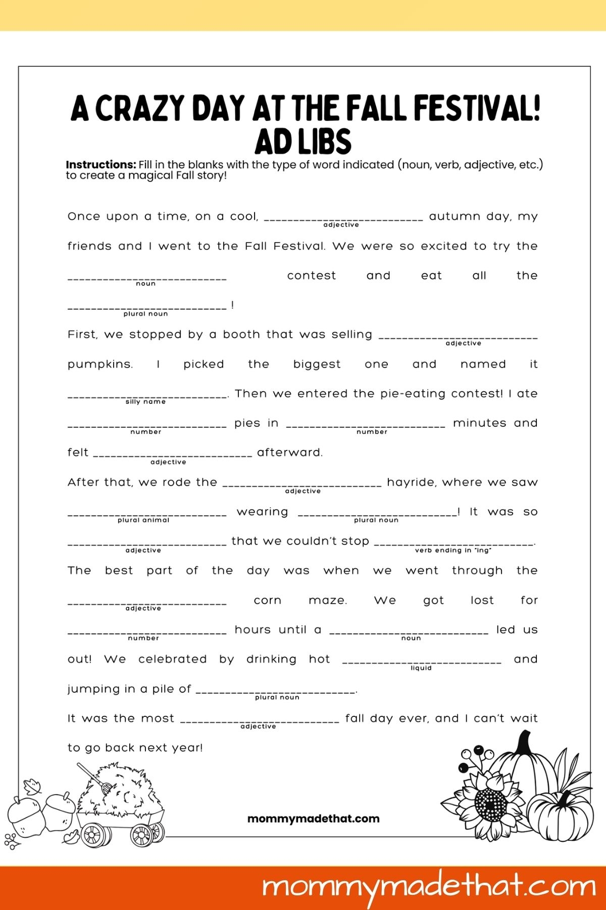 mad libs printable pdf free download