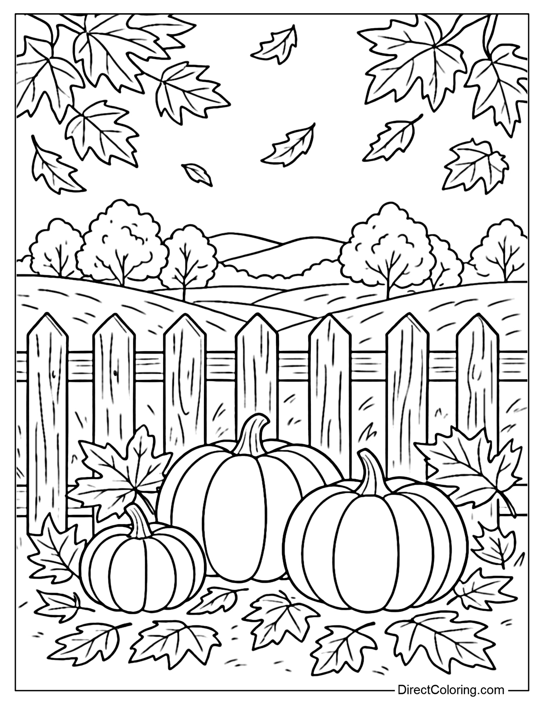 autumn leaves coloring page