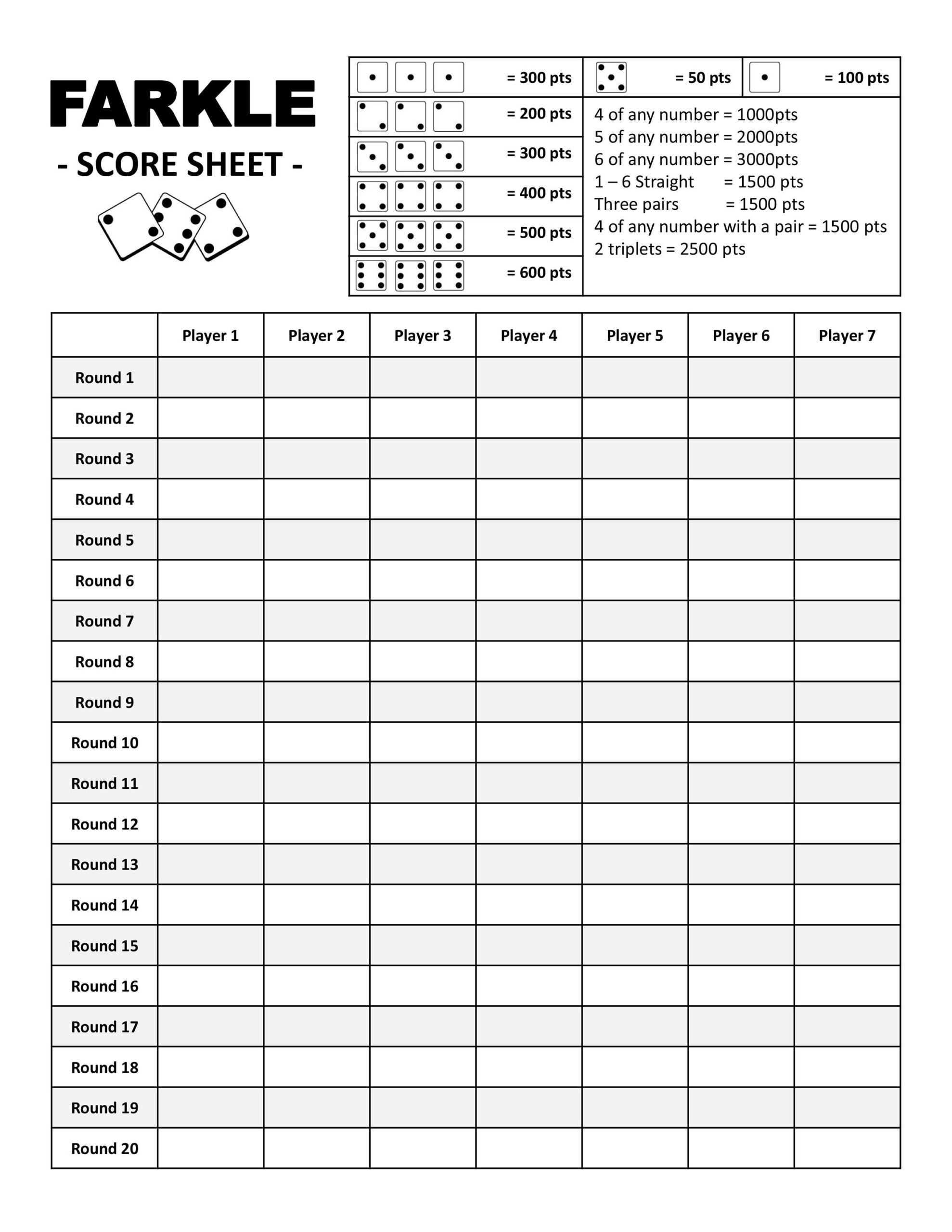 Farkle Score Pad Template Math Love Free Printable Farkle Score Sheet Sheet PDF