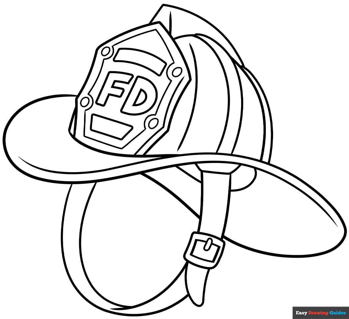 Firefighter Helmet Coloring Page Easy Drawing Guides