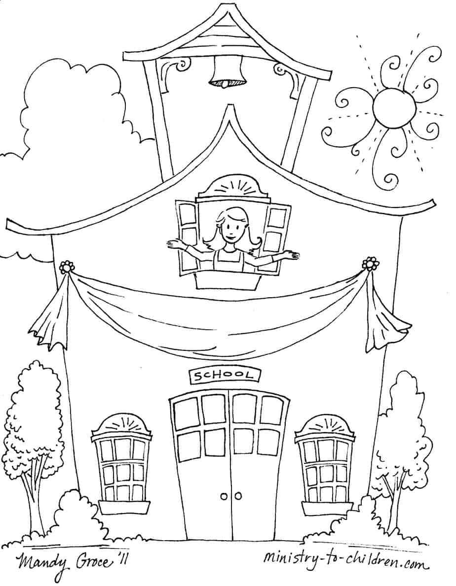 coloring pages of schools