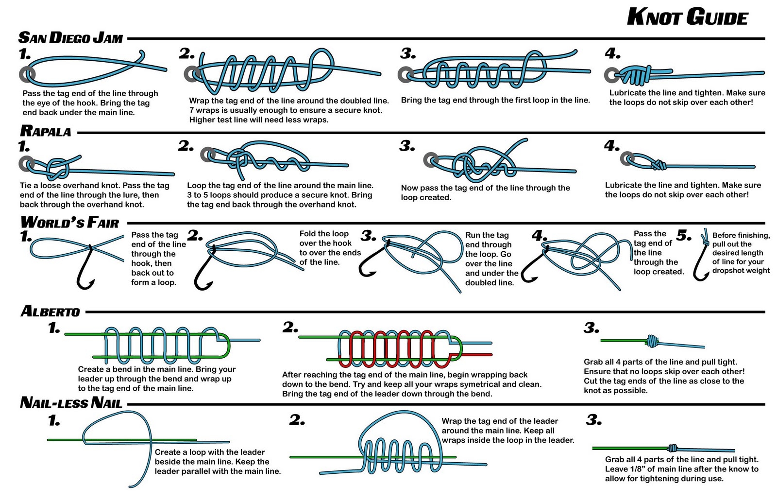 Fishing Knot Instructions Tightlines Fishermen s Knot Tying Chart Set 1 8 Waterproof Fishing Knot Guides Saltwater Freshwater Knots