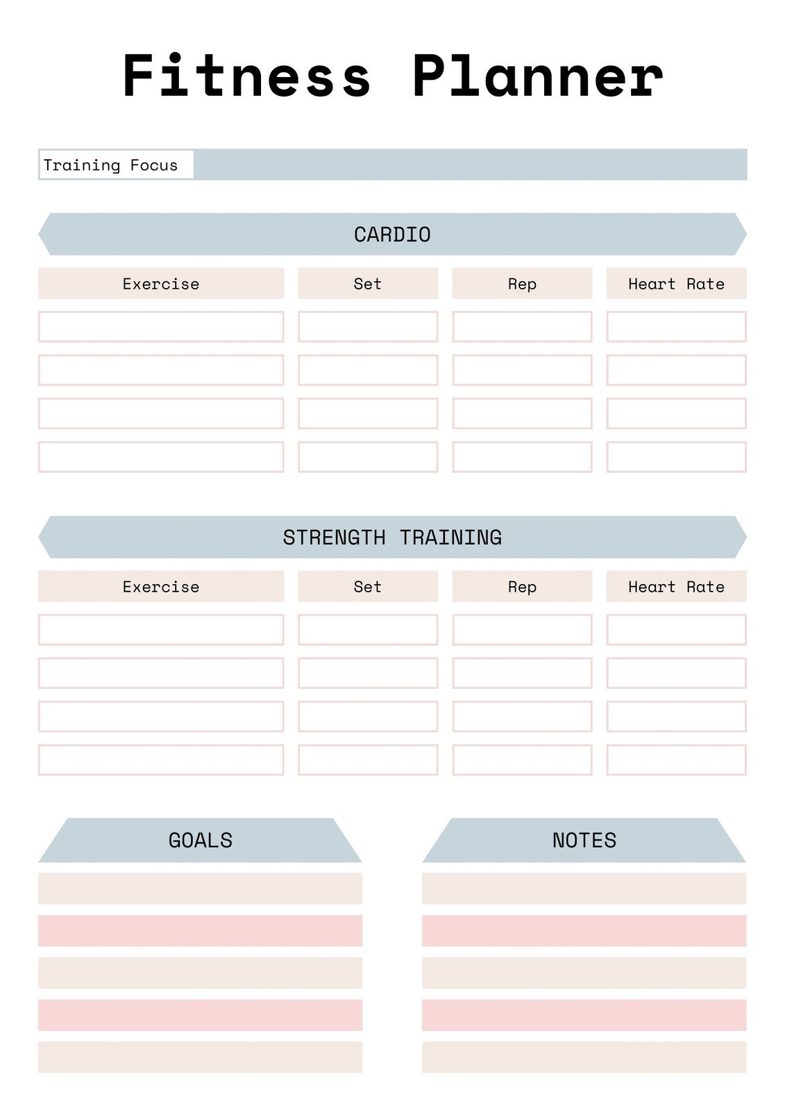 Fitness Planner Template Free Workout Plans Pdf Minimalist Workout Planner Daily Activity Log Printable Fitness Schedule 