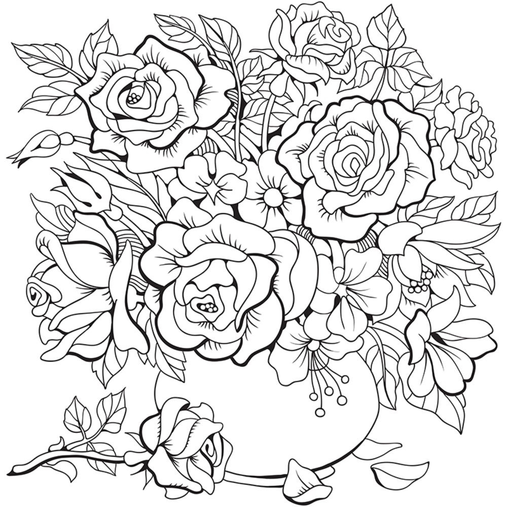 coloring pages flowers adults