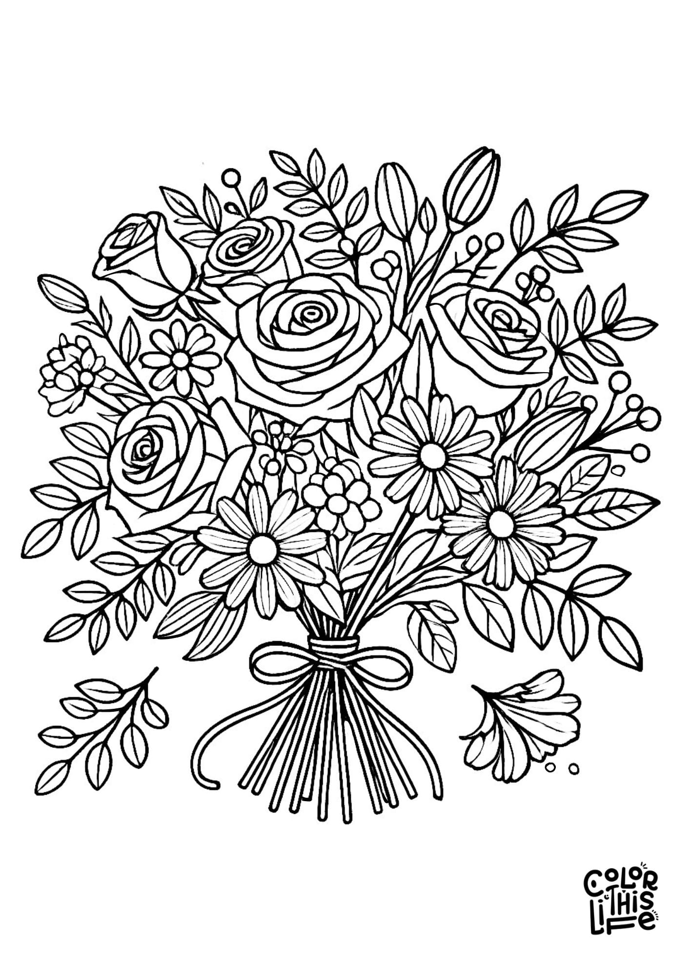 flower bouquet coloring page