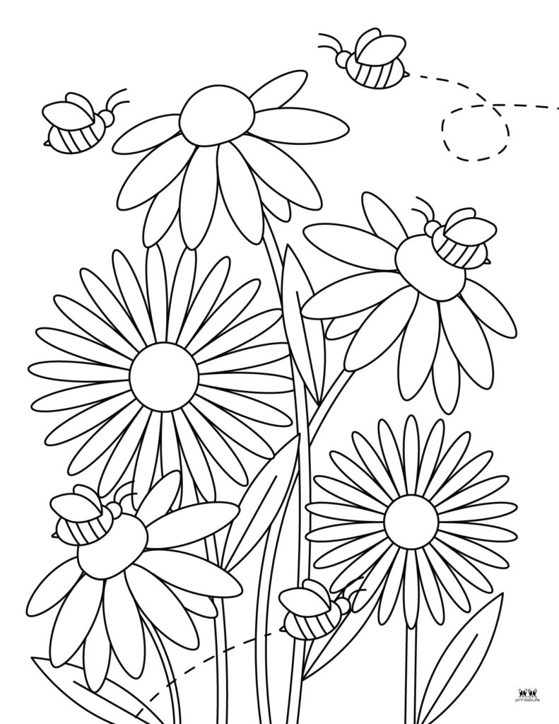 easy flower coloring pages