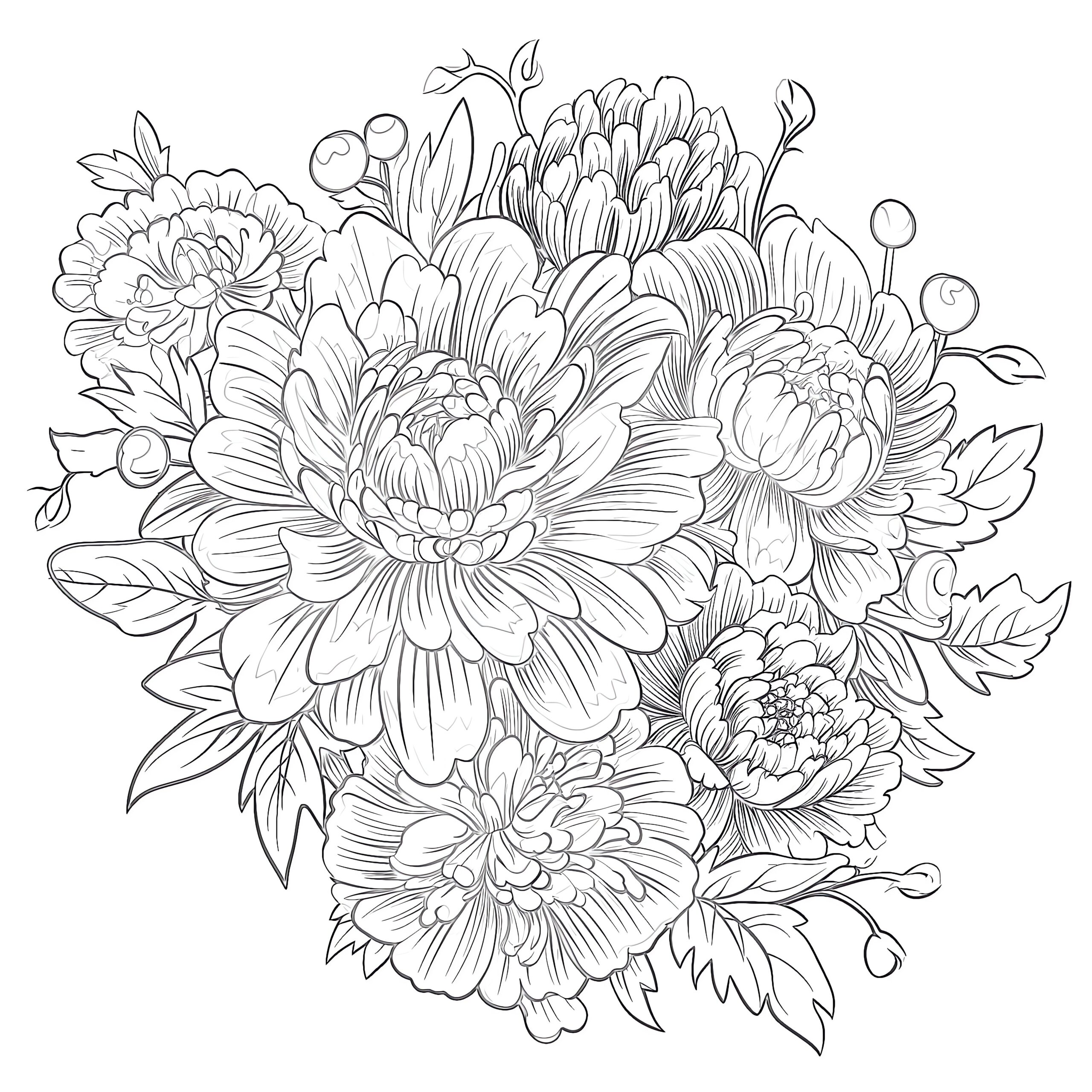 realistic flower coloring pages