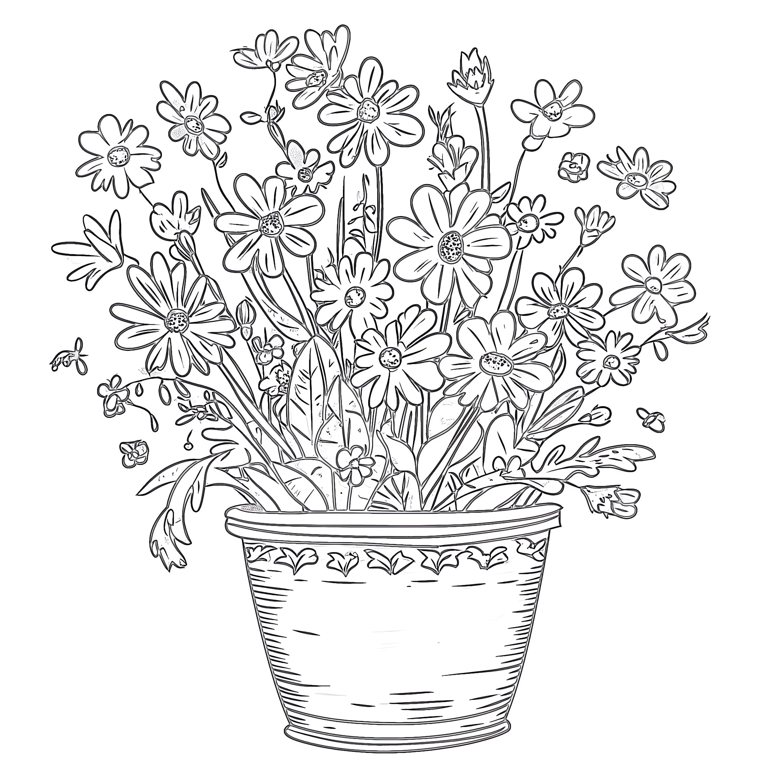 Flower In A Pot Coloring Page Coloring Pages Mimi Panda