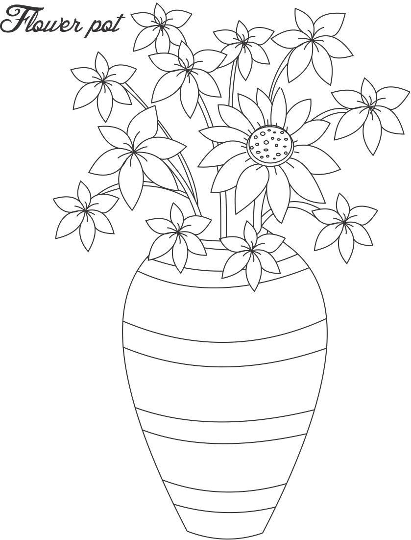 Flower Pot Coloring Page 13