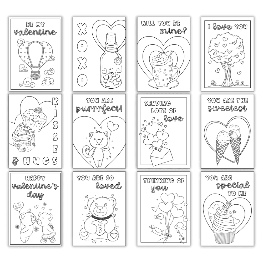 Foldable Valentine s Day Coloring Cards Totally Free The Craft at Home Family