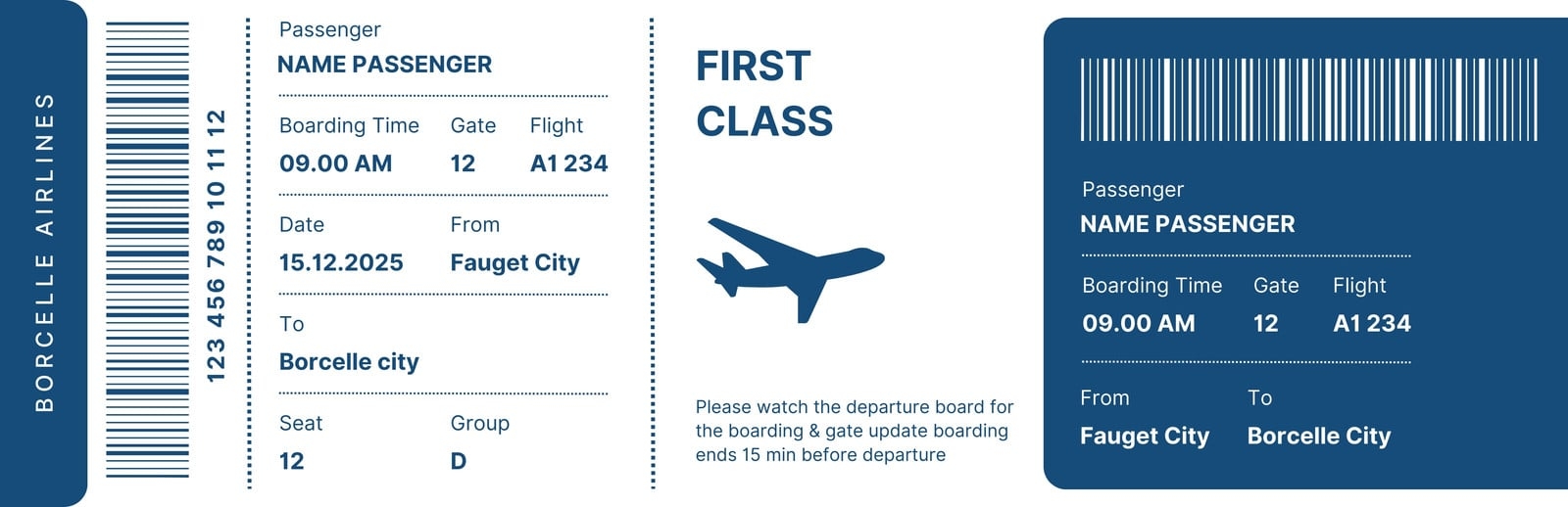 Free And Customizable Boarding Pass Templates