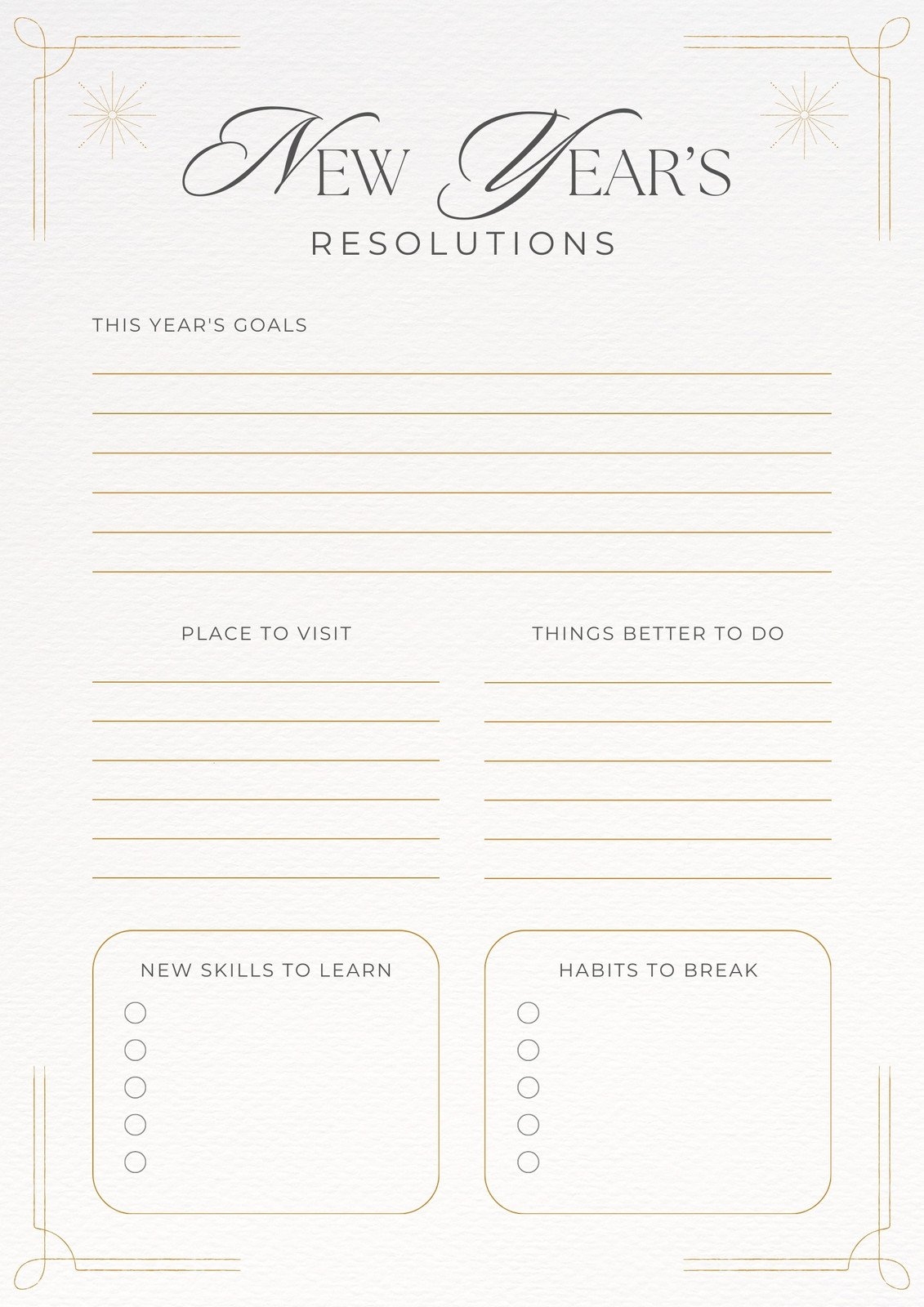 Free And Customizable New Years Resolution Templates