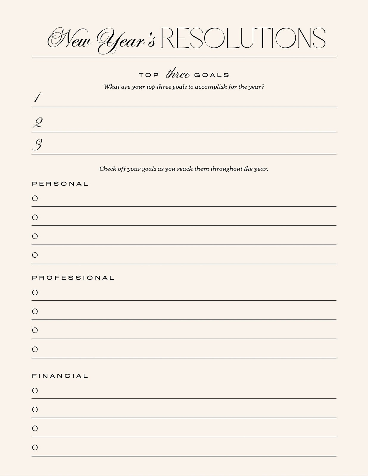 Free And Customizable New Years Resolution Templates