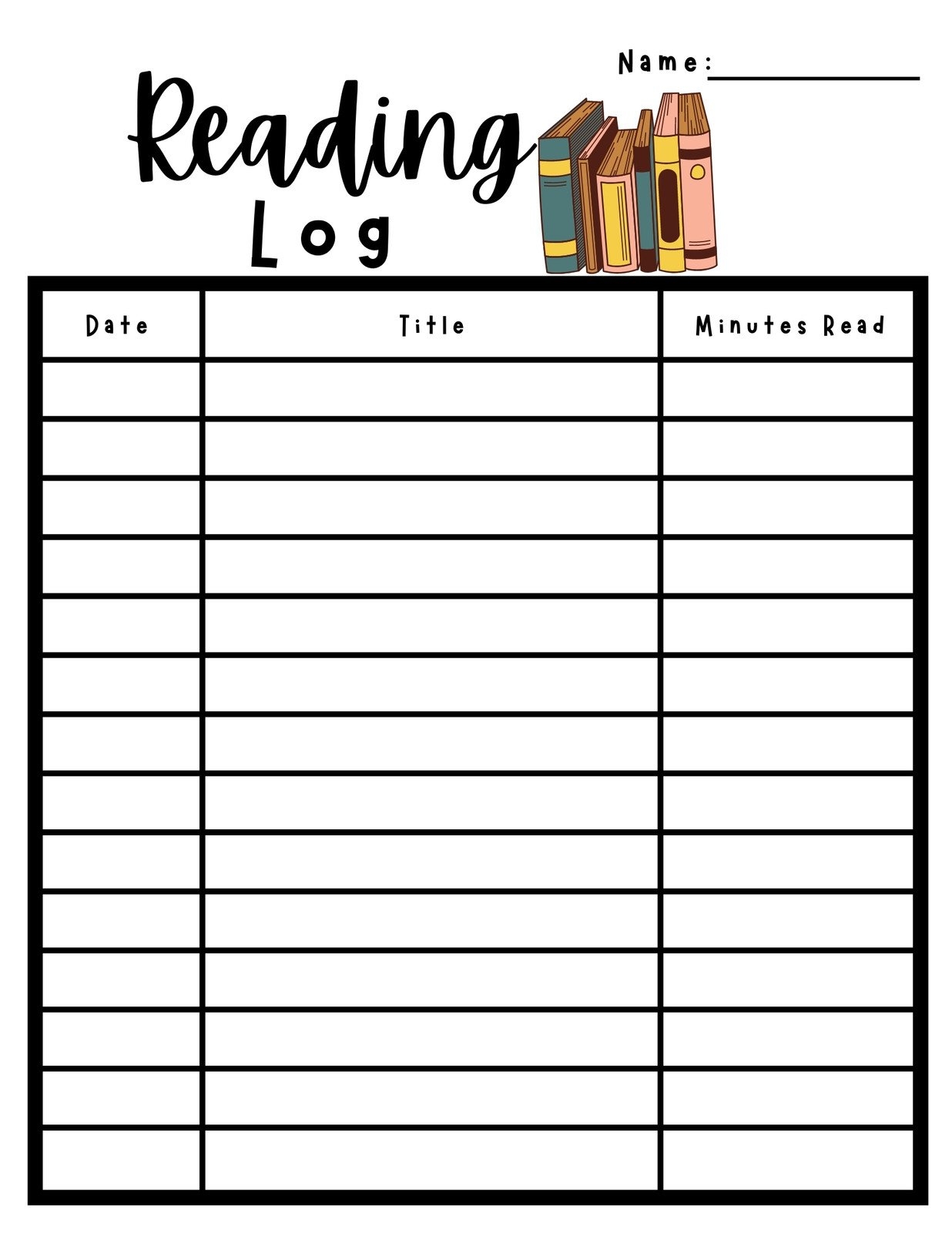printable reading log