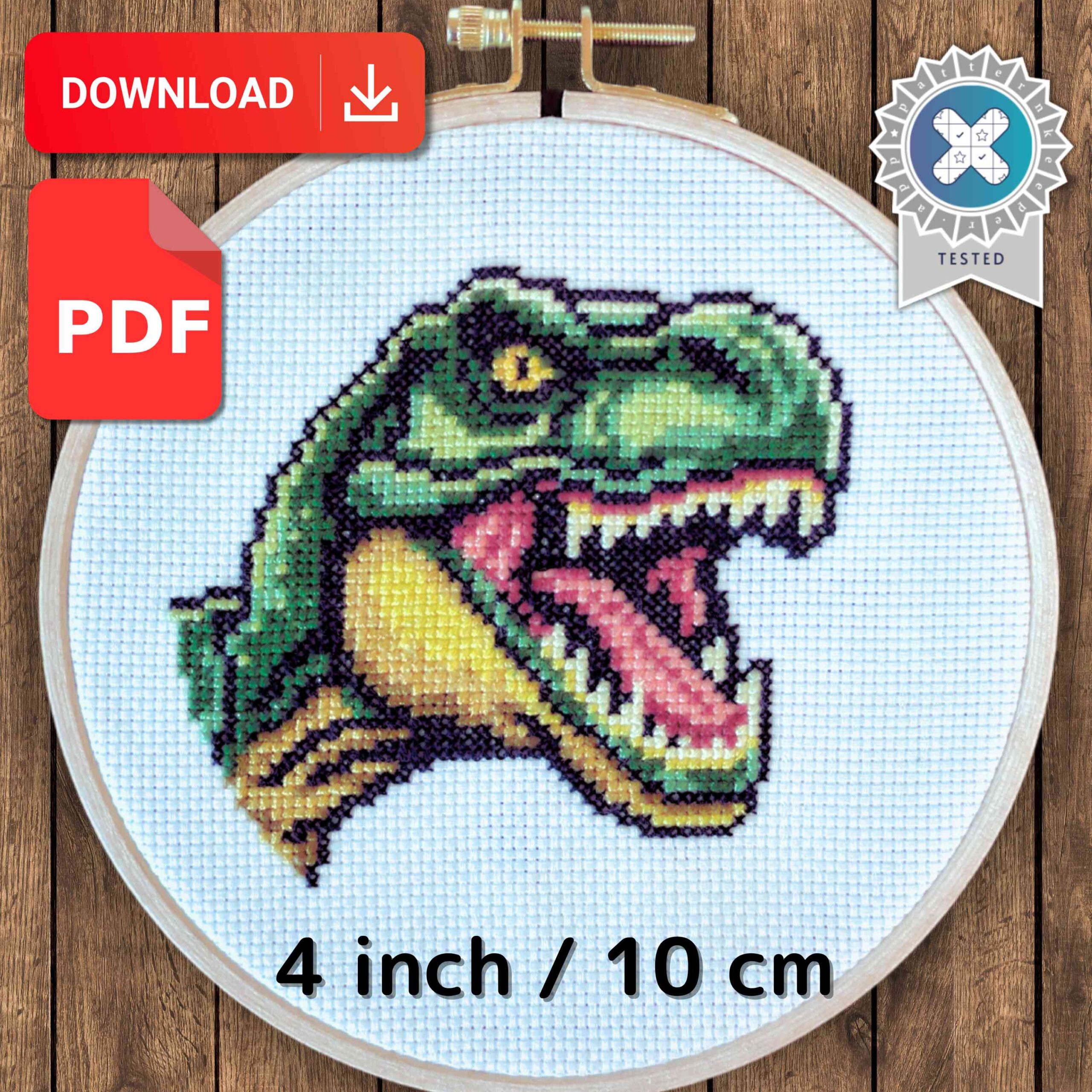 Free Dinosaur Head Cross Stitch Pattern