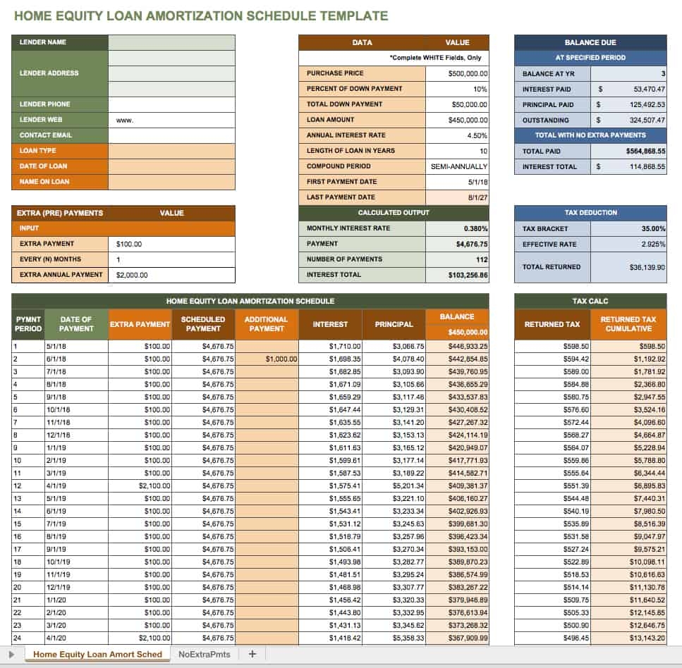 printable amortization schedule pdf