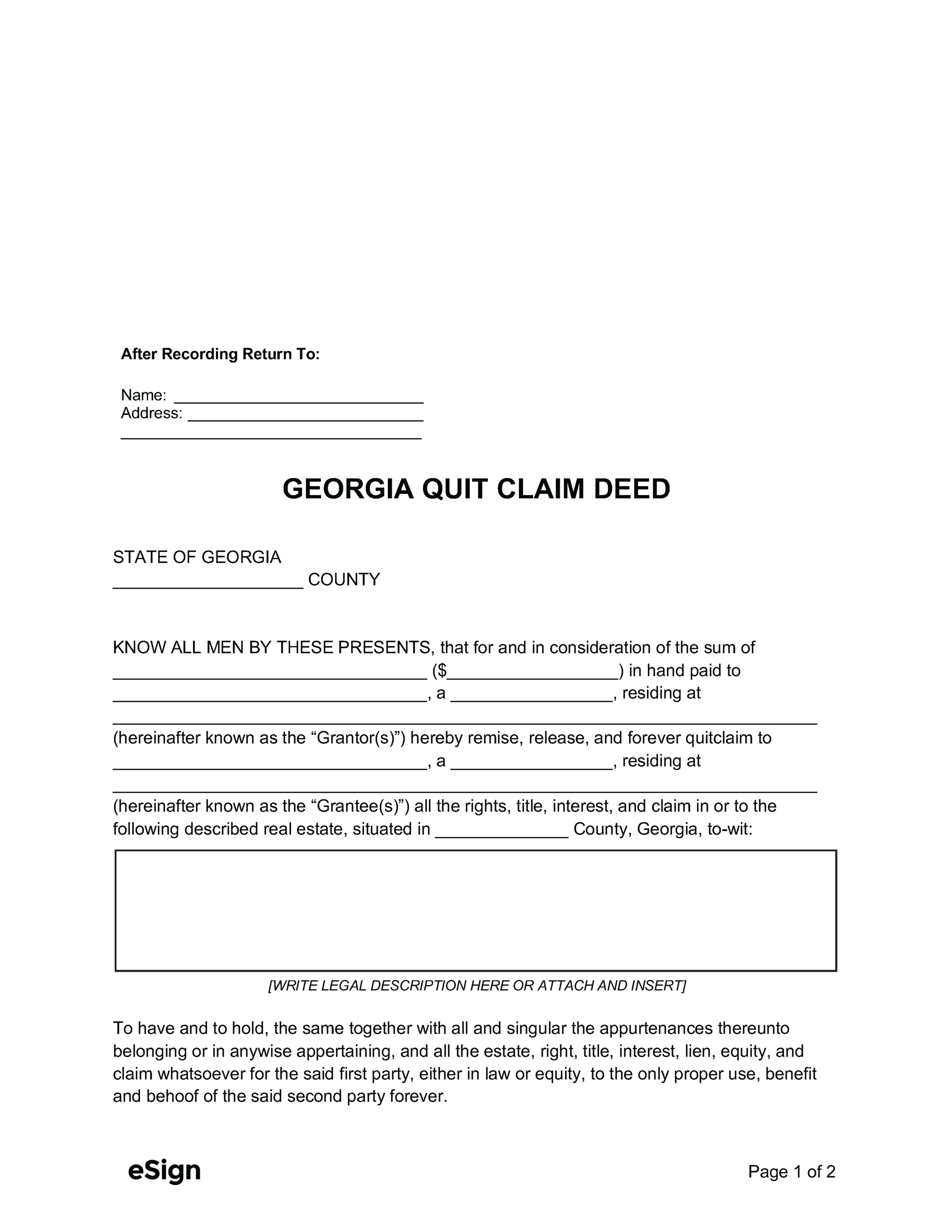 printable quit claim deed pdf