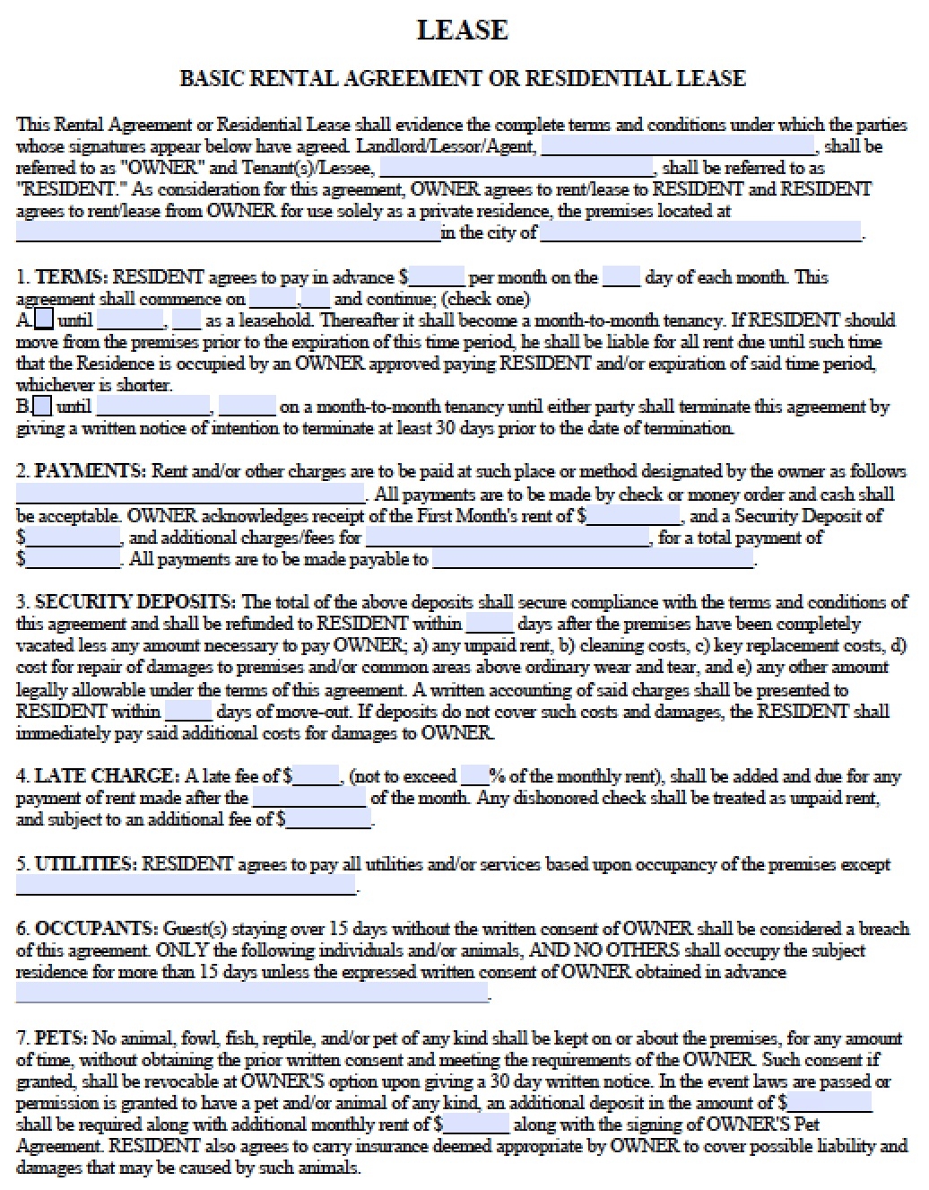 free printable georgia lease agreement pdf