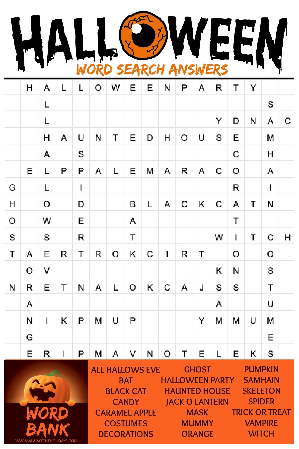free printable halloween word search puzzles