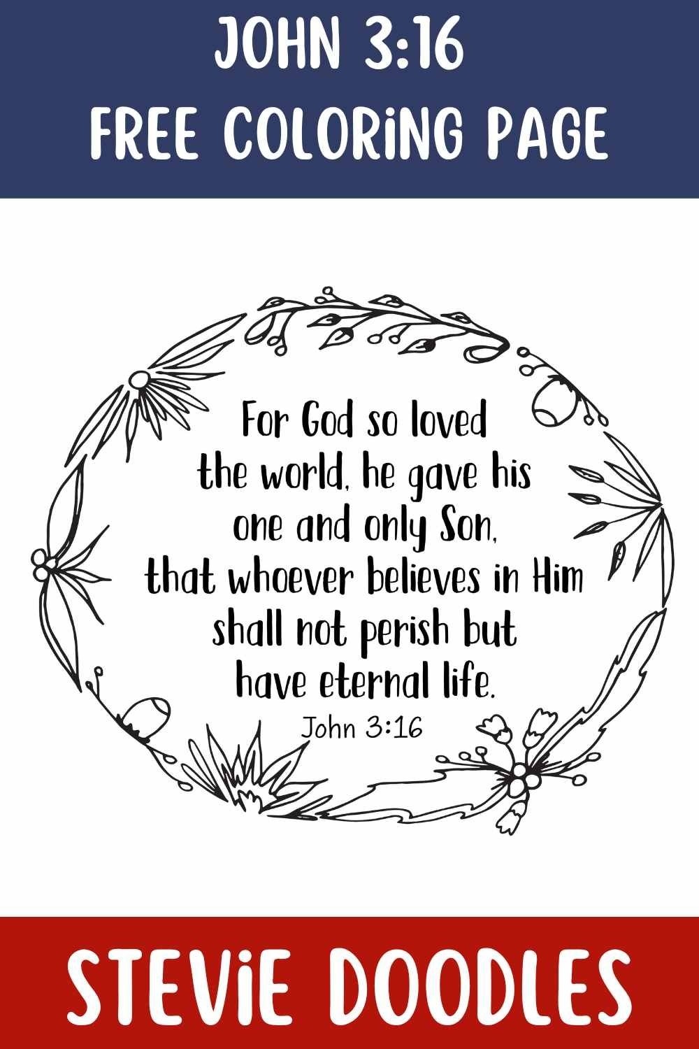 Free John 3 16 Coloring Pages Stevie Doodles