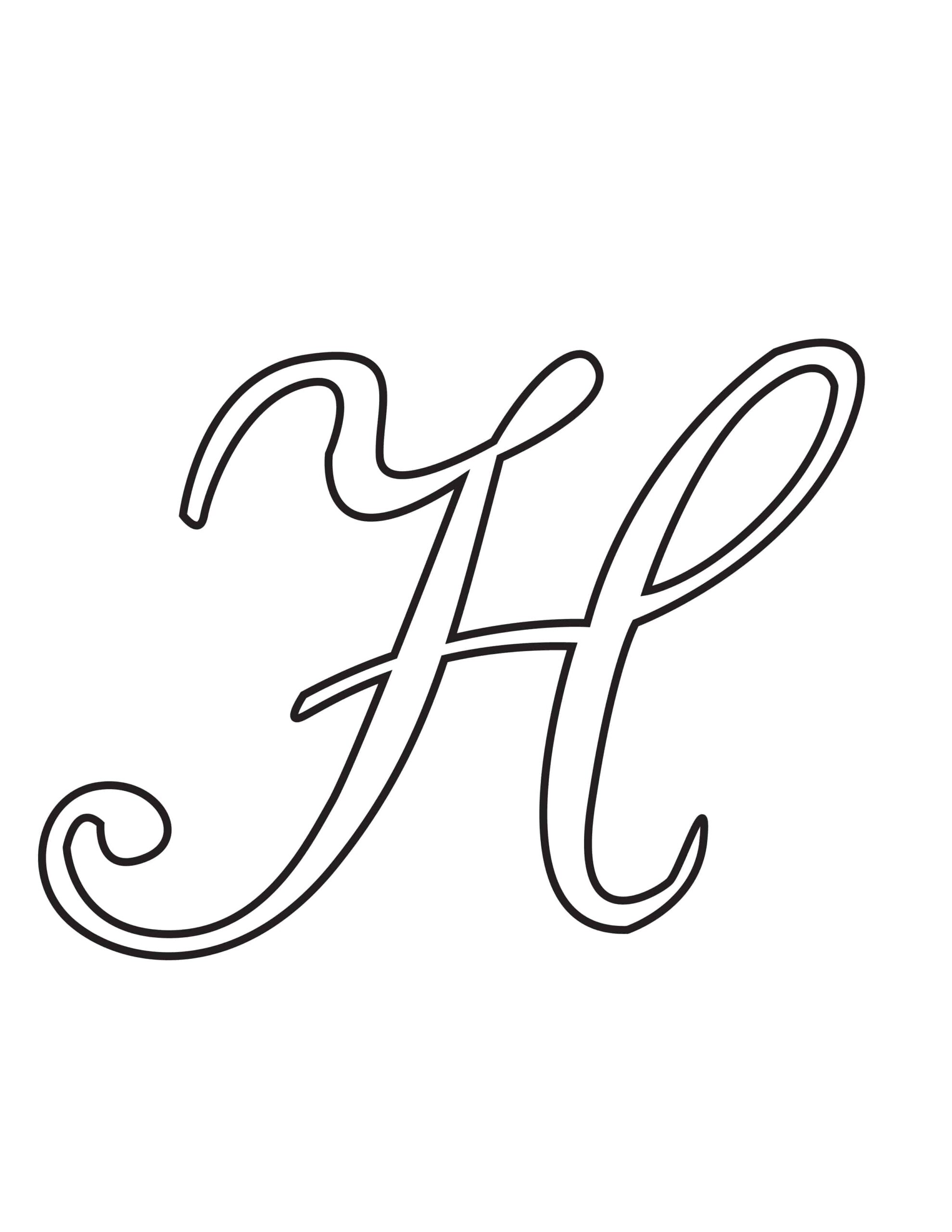 Free Printable Alphabet Letters Calligraphy Uppercase H