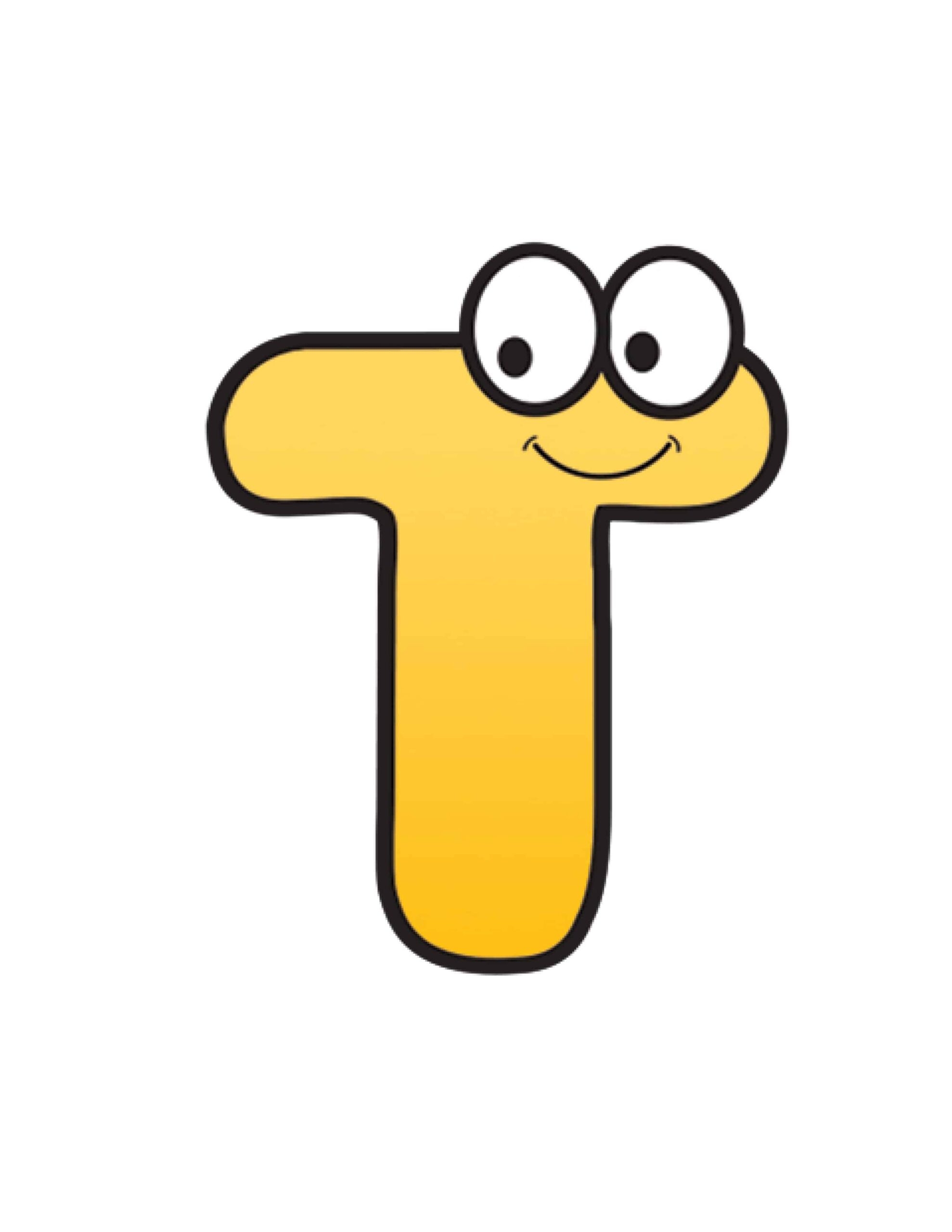 Free Printable Alphabet Letters Colorful Cartoon Letter T