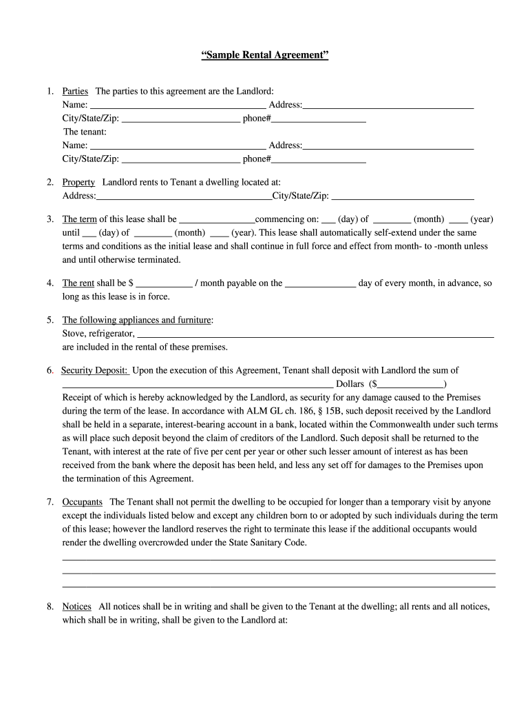 printable rental agreement form pdf