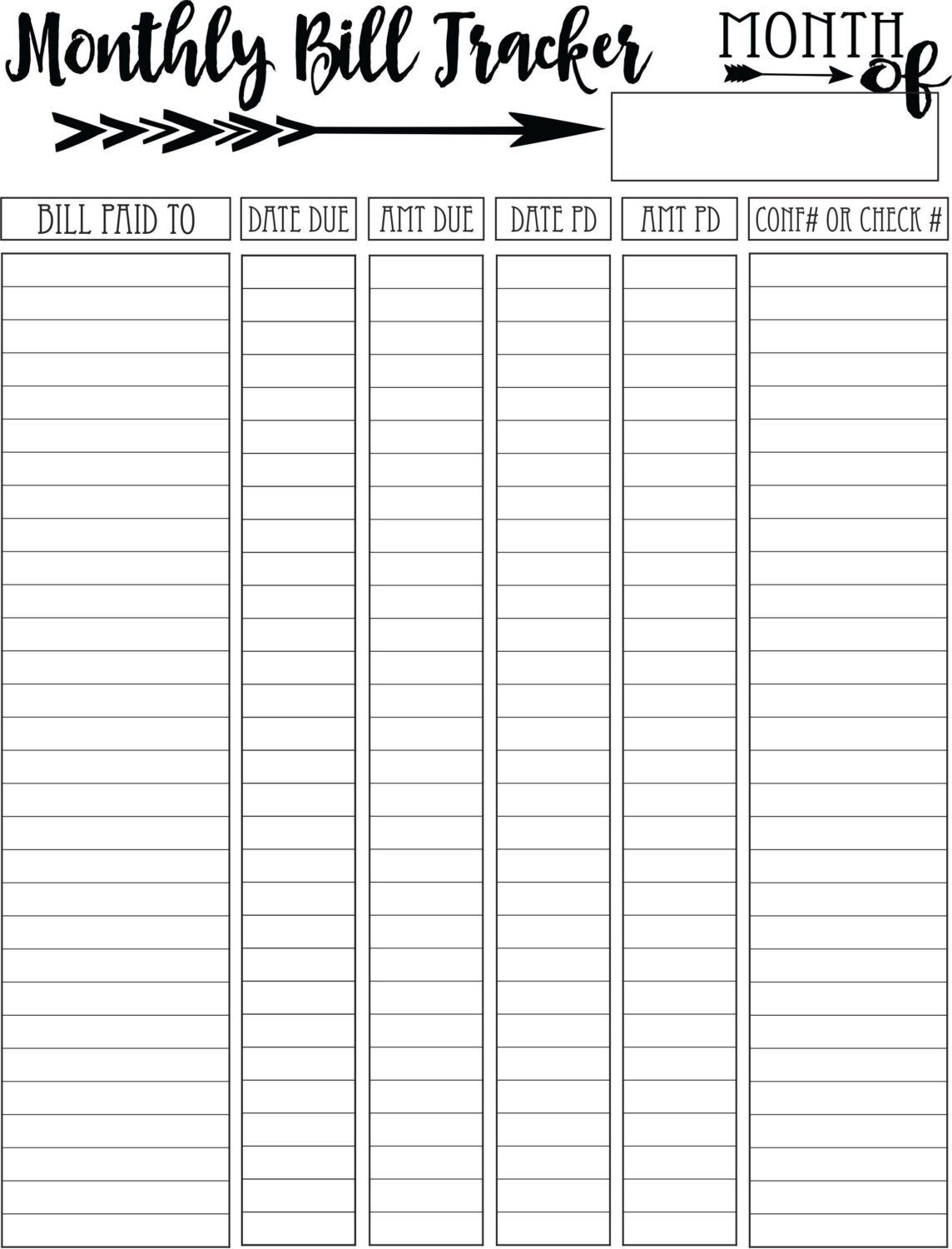pdf free printable monthly bill chart