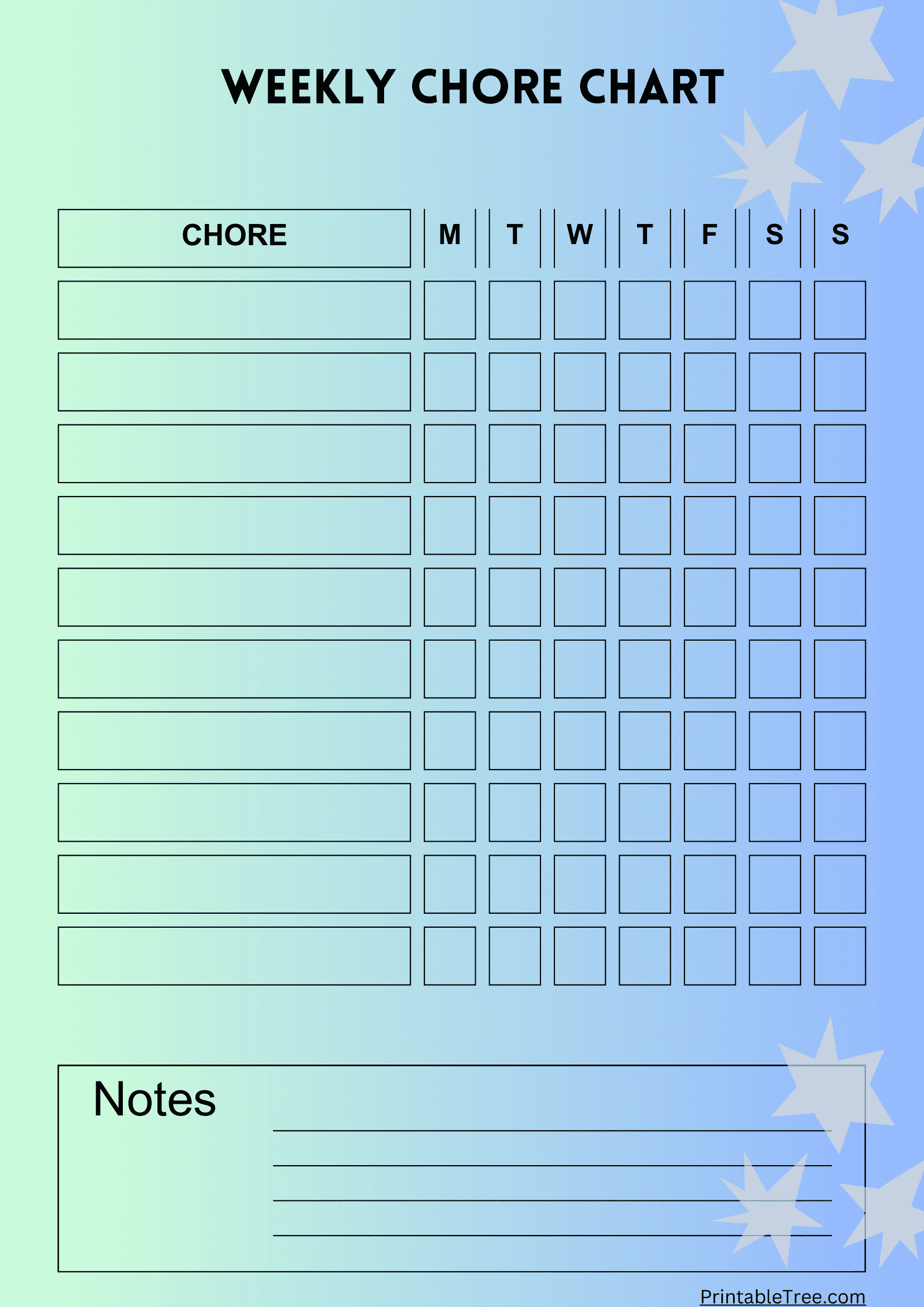 printable responsibility chart template
