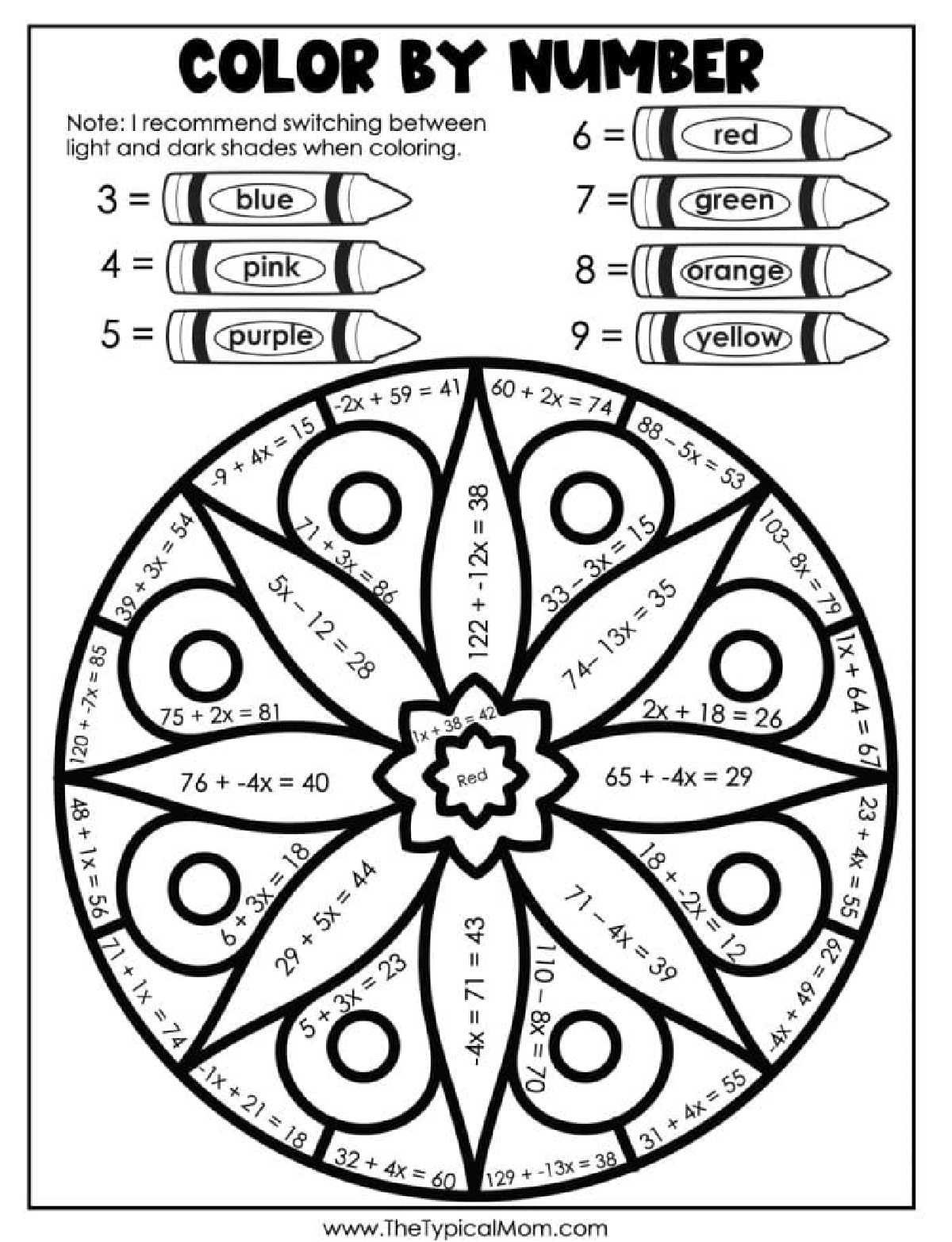 difficult color by number printables pdf