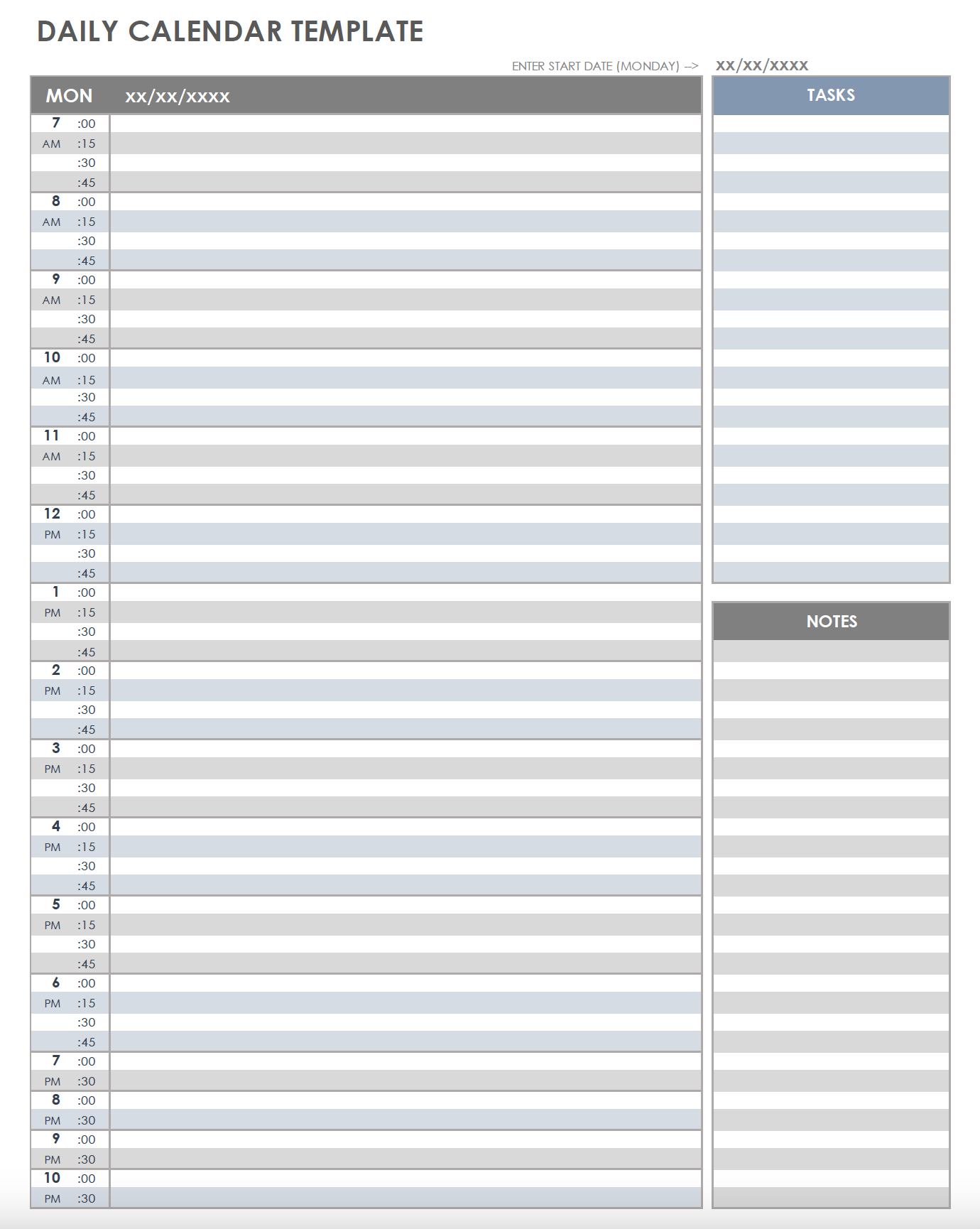 printable daily planner template free