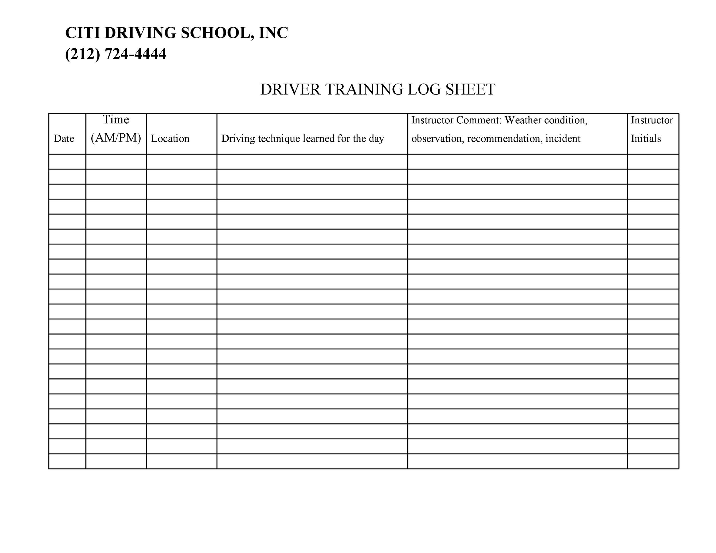 Free Printable Driver s Daily Log Book Templates Excel PDF Example