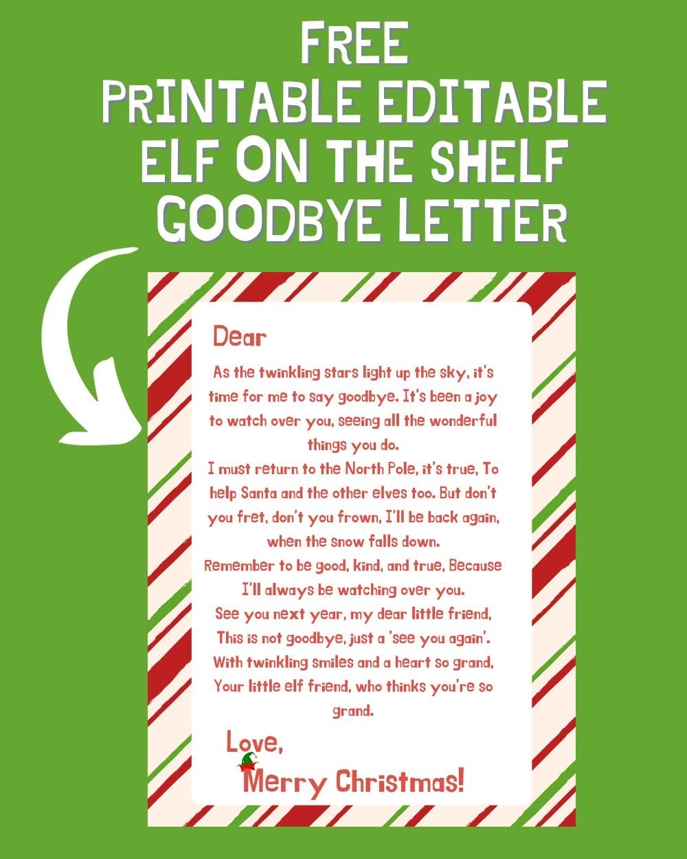 free printable editable elf letter template