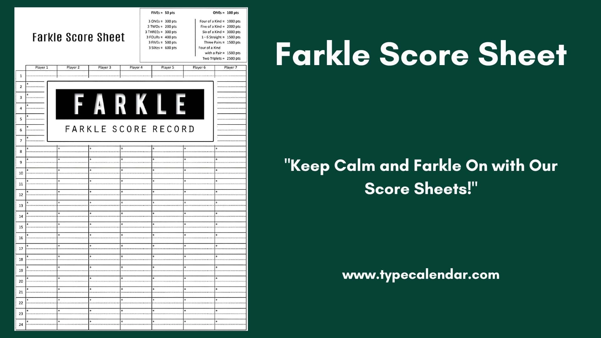 printable pdf farkle scoring