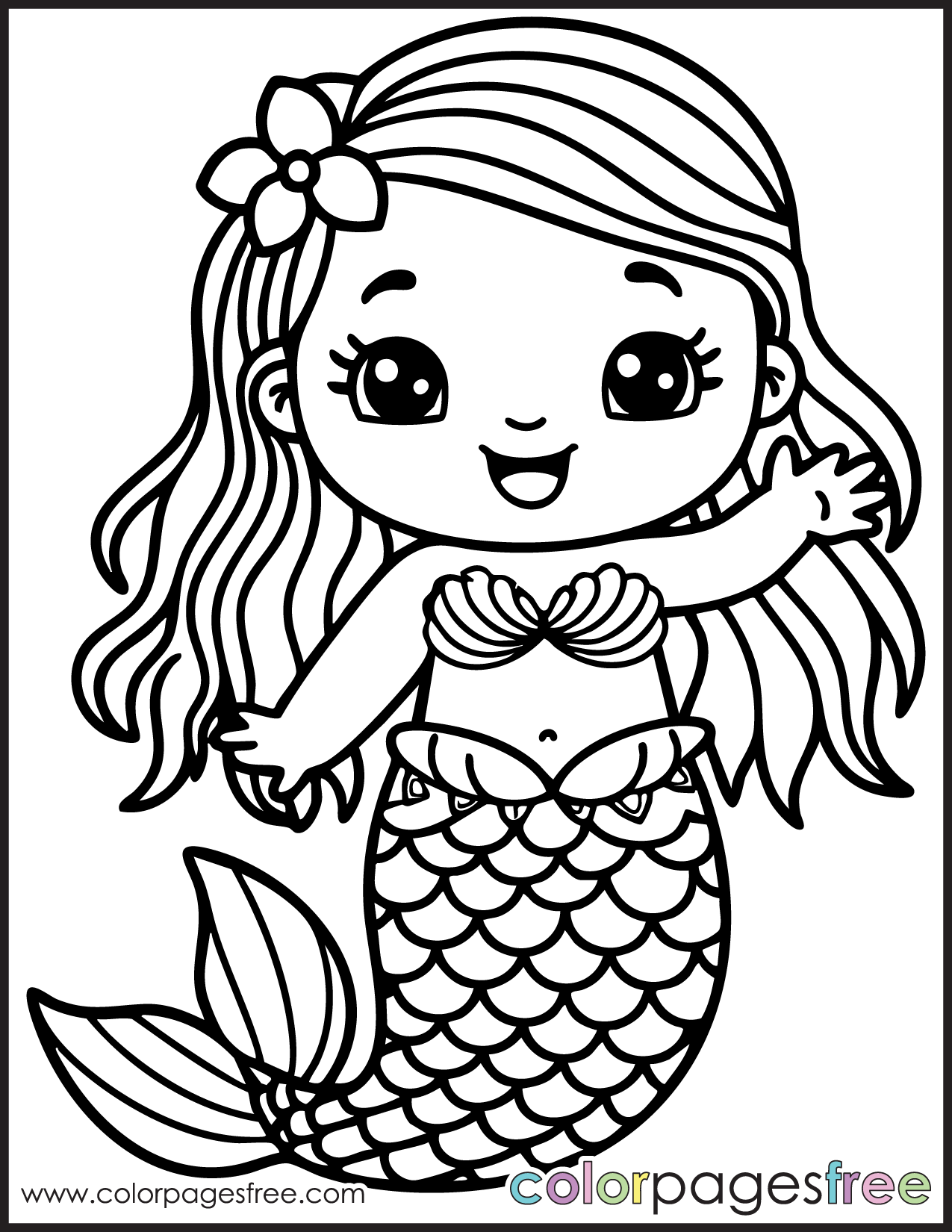 mermaid colouring pages free