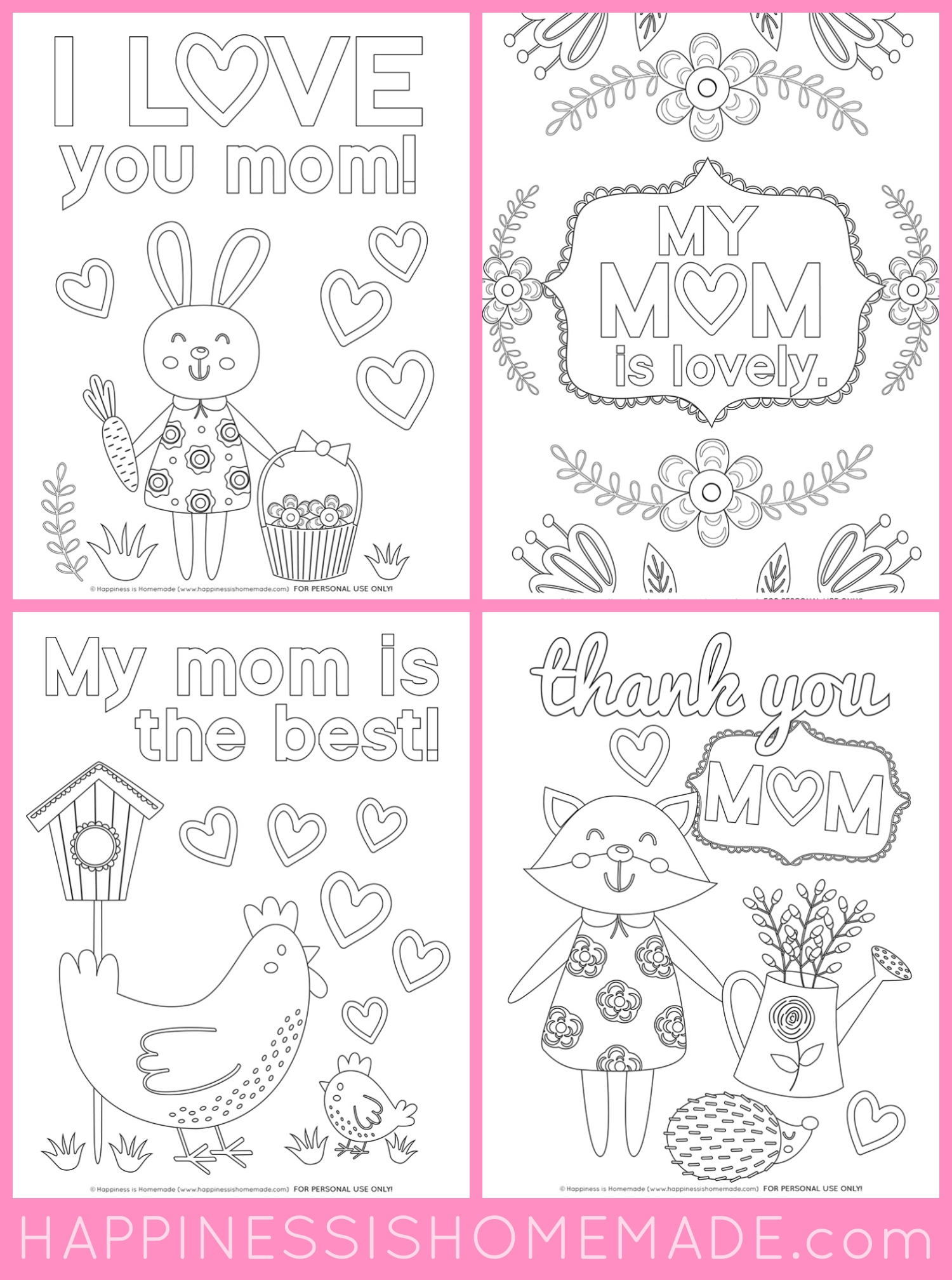 mother's day coloring sheets