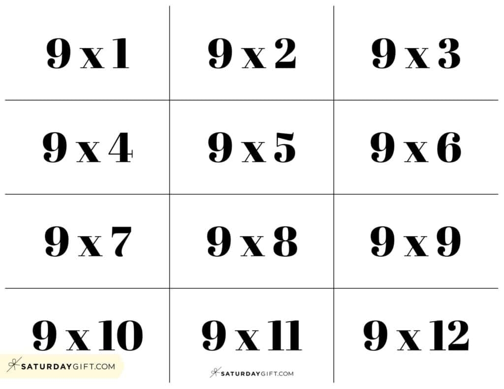 Free Printable Multiplication Flash Cards SaturdayGift