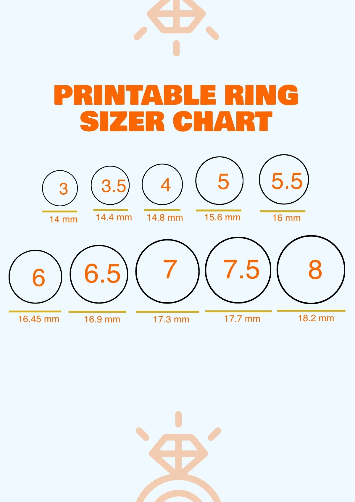 Free Printable Ring Size Chart Download Pdf Ring Guide Printable Circle Ring Size Chart Print Out Digital
