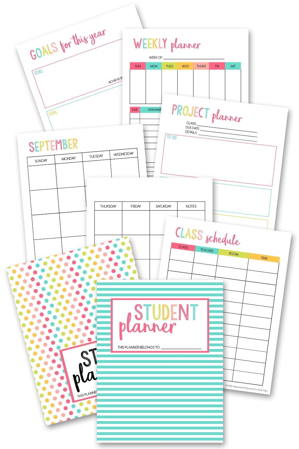 student planner printable pdf free
