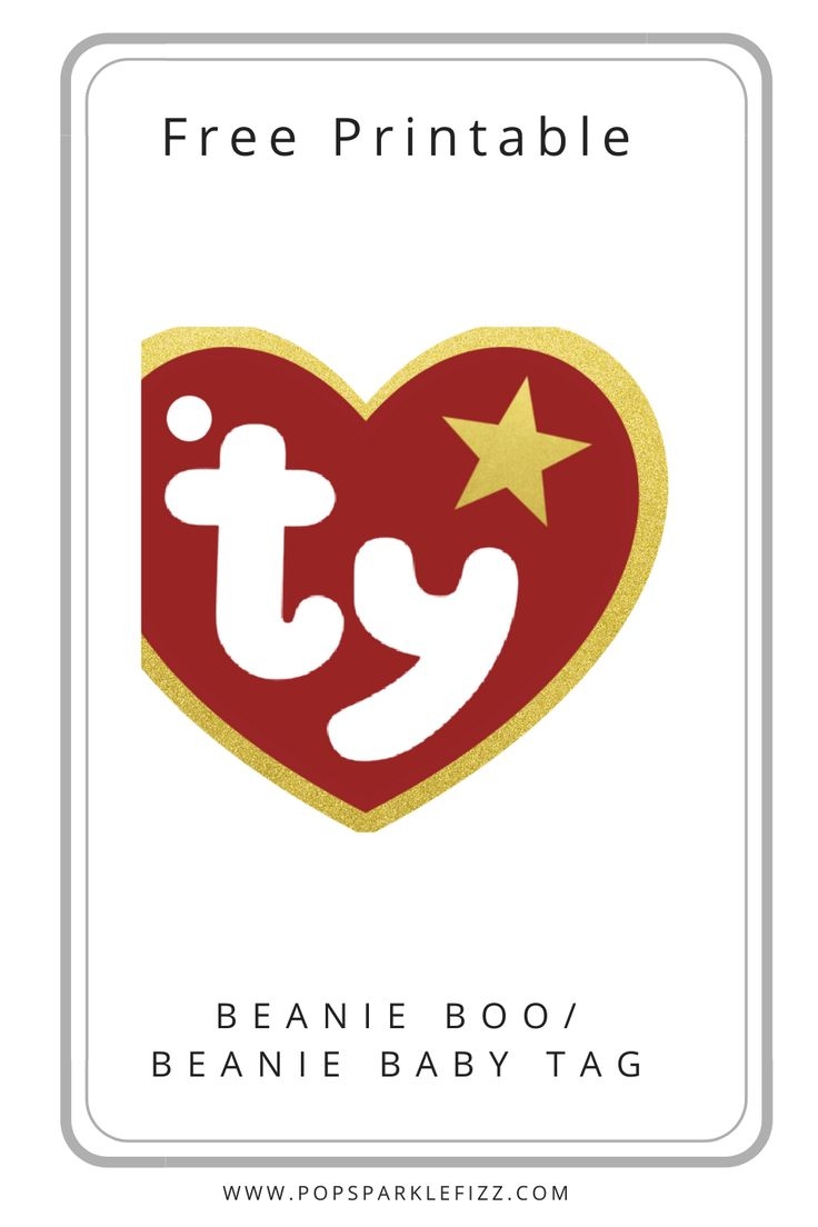 Free Printable TY Beanie Boo Beanie Baby Tag