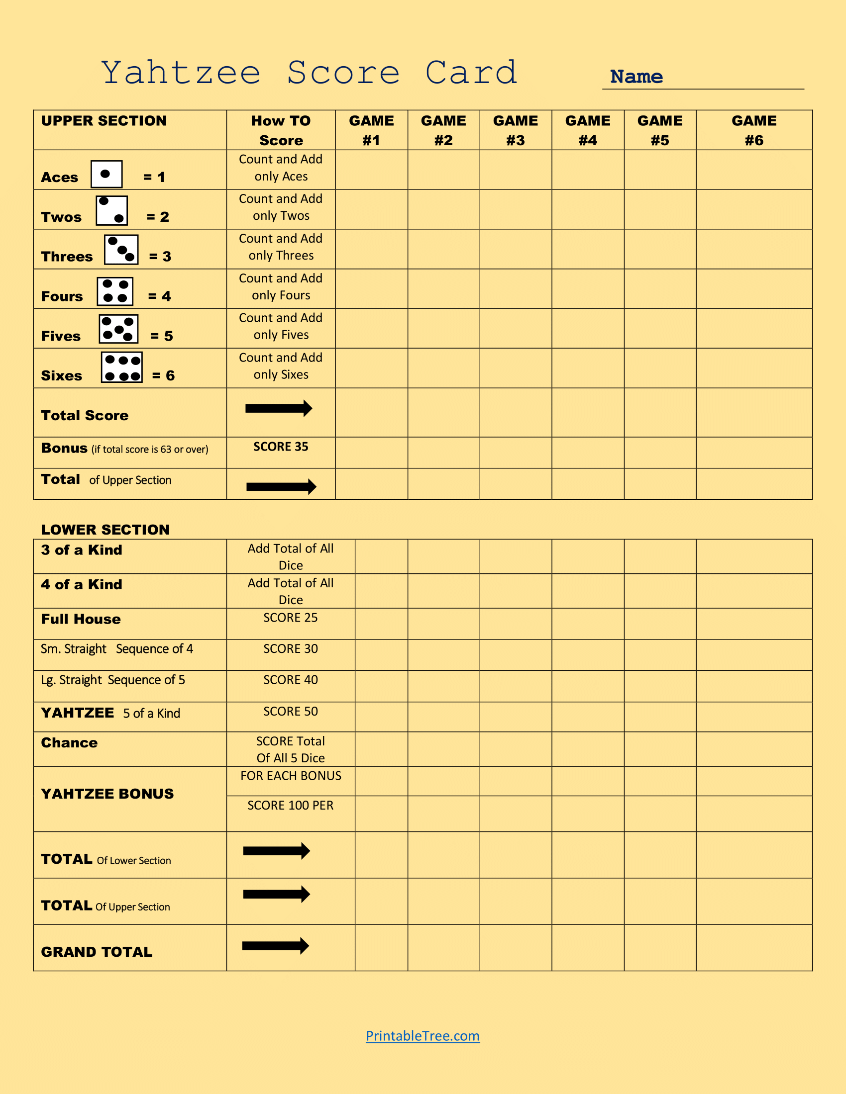 pdf printable pdf yahtzee sheets